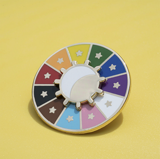 Rainbow Spinning Wheel Pins by Muka